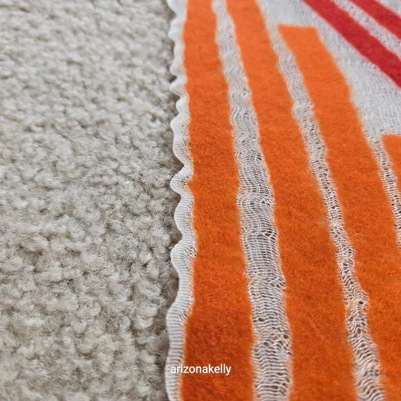 NWOT Zoe Woven Scarf with Vibrant Wool Stripes Red & Orange - Picture 11 of 16